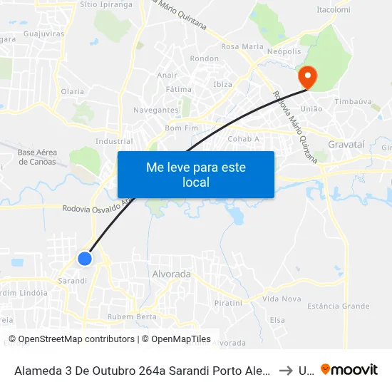 Alameda 3 De Outubro 264a Sarandi Porto Alegre - Rio Grande Do Sul 91140 Brasil to Ulbra map