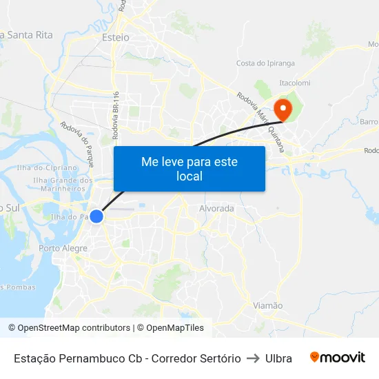 Estação Pernambuco Cb - Corredor Sertório to Ulbra map