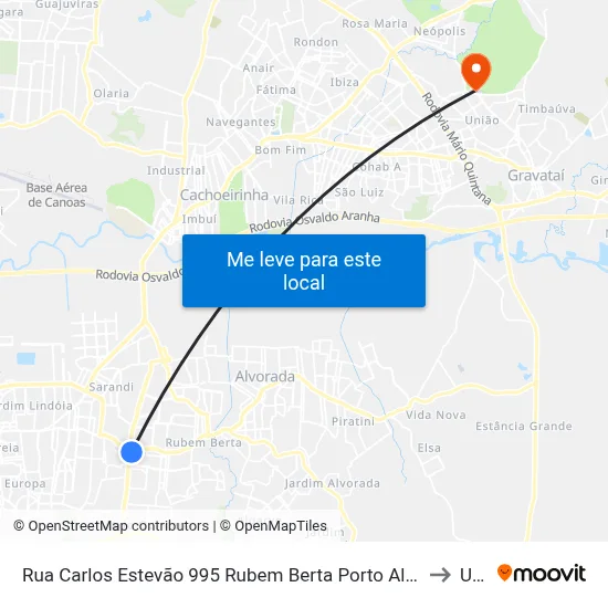 Rua Carlos Estevão 995 Rubem Berta Porto Alegre - Rs 91240-000 Brasil to Ulbra map