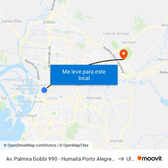 Av. Palmira Gobbi 990 - Humaitá Porto Alegre - Rs 90250-210 Brasil to Ulbra map