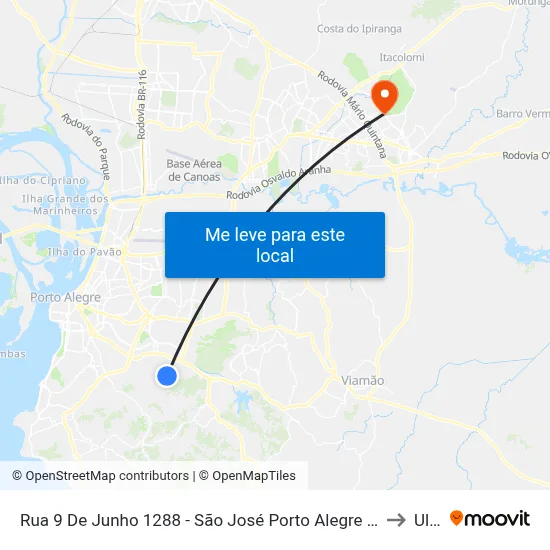 Rua 9 De Junho 1288 - São José Porto Alegre - Rs 91520-610 Brasil to Ulbra map