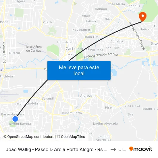 Joao Wallig - Passo D Areia Porto Alegre - Rs 91340-001 Brasil to Ulbra map