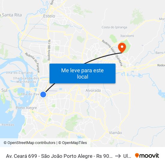 Av. Ceará 699 - São João Porto Alegre - Rs 90240-512 Brasil to Ulbra map