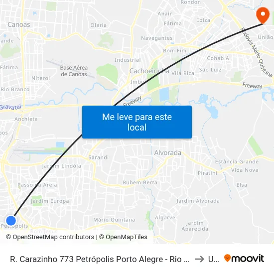 R. Carazinho 773 Petrópolis Porto Alegre - Rio Grande Do Sul 90460-190 Brasil to Ulbra map