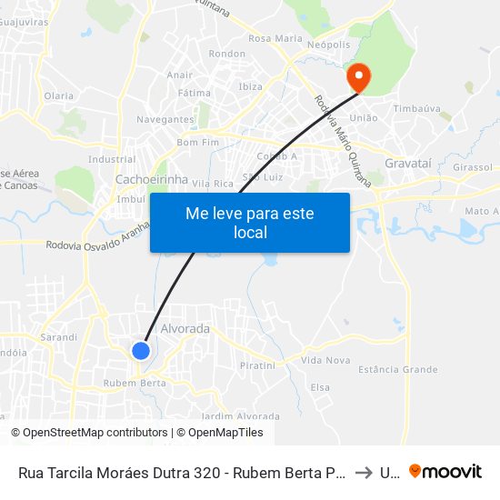 Rua Tarcila Moráes Dutra 320 - Rubem Berta Porto Alegre - Rs 91170-170 Brasil to Ulbra map