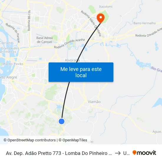 Av. Dep. Adão Pretto 773 - Lomba Do Pinheiro Porto Alegre - Rs 91570-730 Brasil to Ulbra map