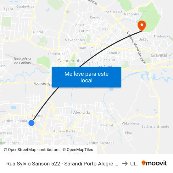 Rua Sylvio Sanson 522 - Sarandi Porto Alegre - Rs 91130-330 Brasil to Ulbra map