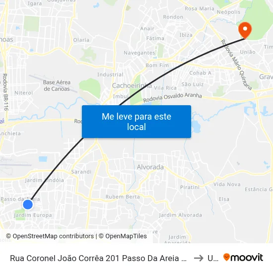 Rua Coronel João Corrêa 201 Passo Da Areia Porto Alegre - Rs 91350-190 Brasil to Ulbra map