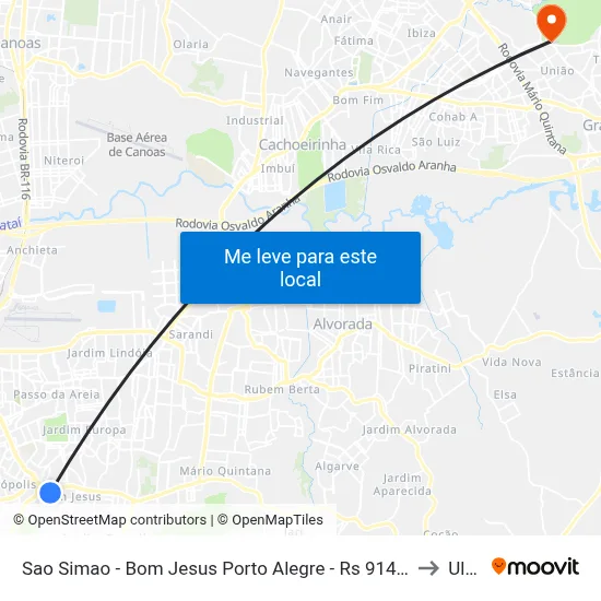 Sao Simao - Bom Jesus Porto Alegre - Rs 91420-500 Brasil to Ulbra map