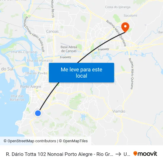 R. Dário Totta 102 Nonoai Porto Alegre - Rio Grande Do Sul 90840-290 Brasil to Ulbra map