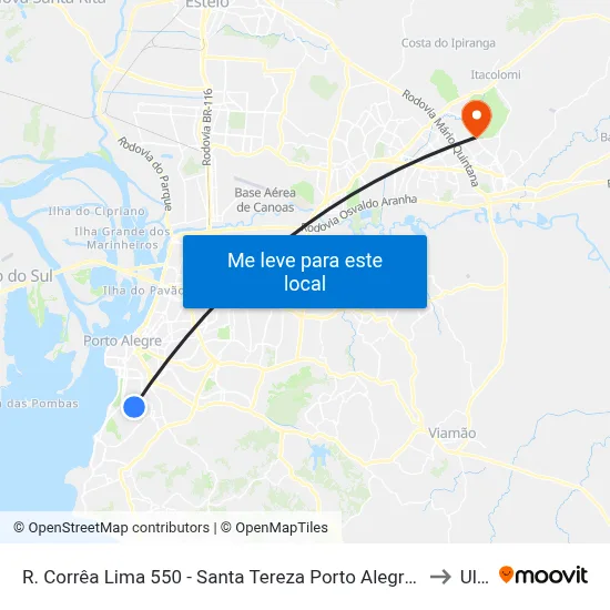 R. Corrêa Lima 550 - Santa Tereza Porto Alegre - Rs 90850-250 Brasil to Ulbra map