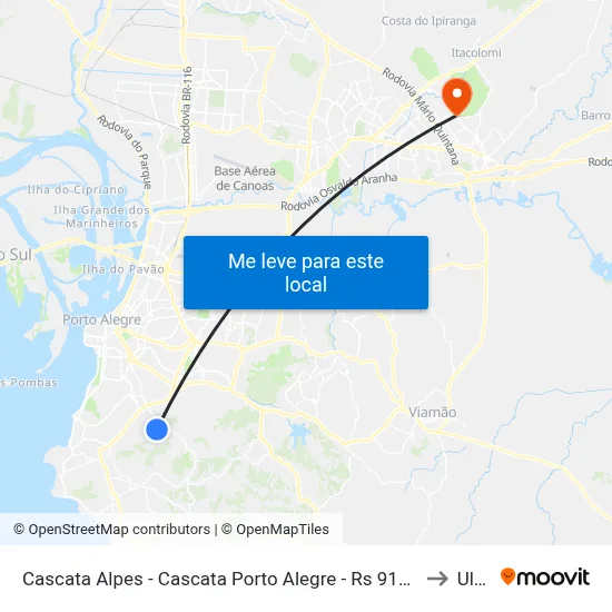 Cascata Alpes - Cascata Porto Alegre - Rs 91720-120 Brasil to Ulbra map