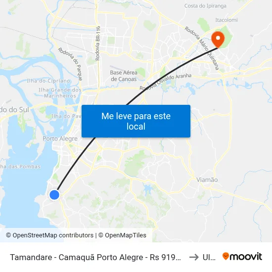 Tamandare - Camaquã Porto Alegre - Rs 91910-620 Brasil to Ulbra map