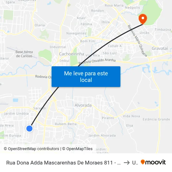 Rua Dona Adda Mascarenhas De Moraes 811 - Jardim Itu-Sabará Porto Alegre - Rs 91220-140 Brasil to Ulbra map