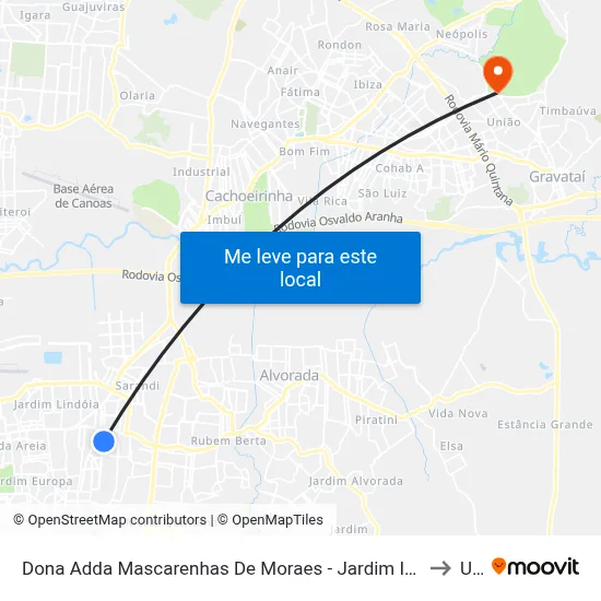 Dona Adda Mascarenhas De Moraes - Jardim Itu-Sabará Porto Alegre - Rs 91220-140 Brasil to Ulbra map