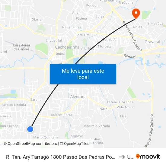 R. Ten. Ary Tarragô 1800 Passo Das Pedras Porto Alegre - Rio Grande Do Sul 91225-001 Brasil to Ulbra map