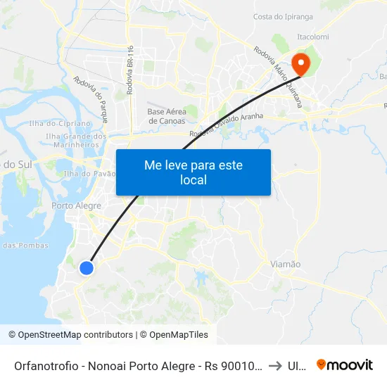 Orfanotrofio - Nonoai Porto Alegre - Rs 90010-350 Brasil to Ulbra map