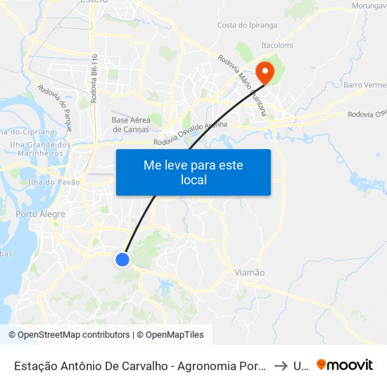 Estação Antônio De Carvalho - Agronomia Porto Alegre - Rs 90650-002 Brasil to Ulbra map