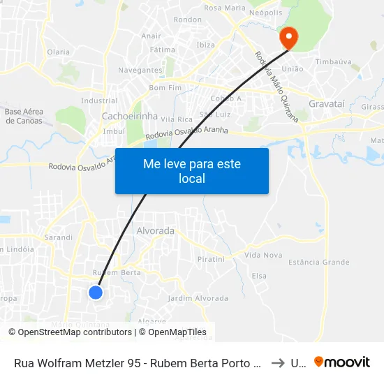 Rua Wolfram Metzler 95 - Rubem Berta Porto Alegre - Rs 91250-320 Brasil to Ulbra map