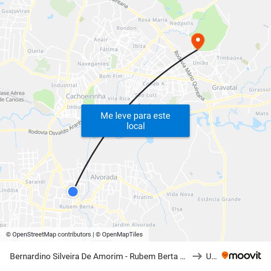 Bernardino Silveira De Amorim - Rubem Berta Porto Alegre - Rs 91160-624 Brasil to Ulbra map