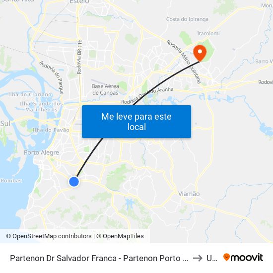 Partenon Dr Salvador Franca - Partenon Porto Alegre - Rs 91510-000 Brasil to Ulbra map