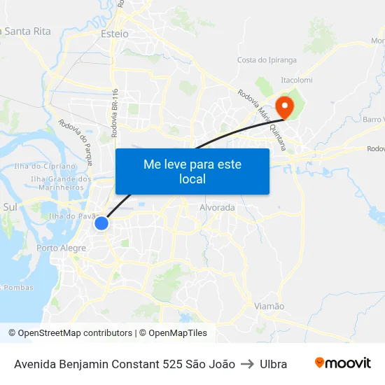 Avenida Benjamin Constant 525 São João to Ulbra map
