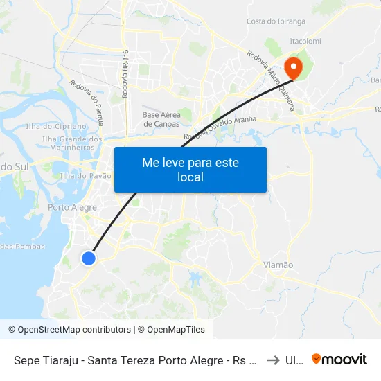 Sepe Tiaraju - Santa Tereza Porto Alegre - Rs 90450-190 Brasil to Ulbra map