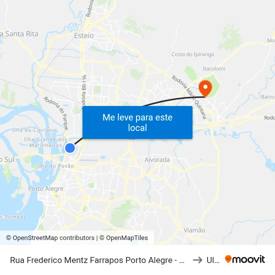Rua Frederico Mentz Farrapos Porto Alegre - Rs 90250-370 Brasil to Ulbra map