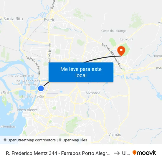 R. Frederico Mentz 344 - Farrapos Porto Alegre - Rs 90250-370 Brasil to Ulbra map
