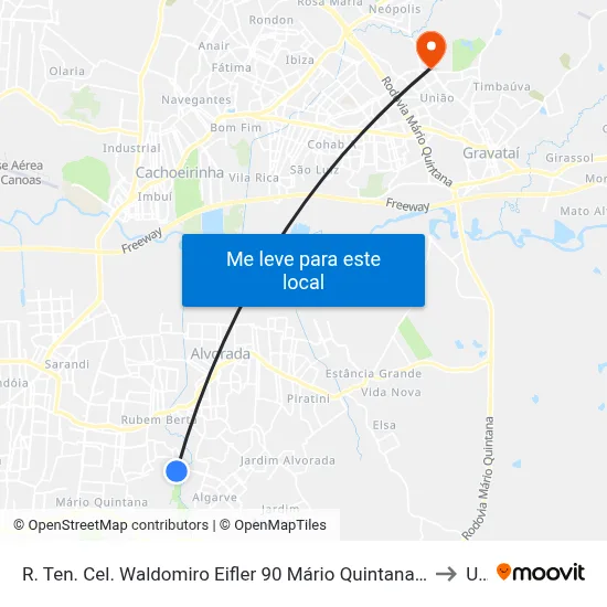 R. Ten. Cel. Waldomiro Eifler 90 Mário Quintana Porto Alegre - Rio Grande Do Sul 91253-084 Brasil to Ulbra map