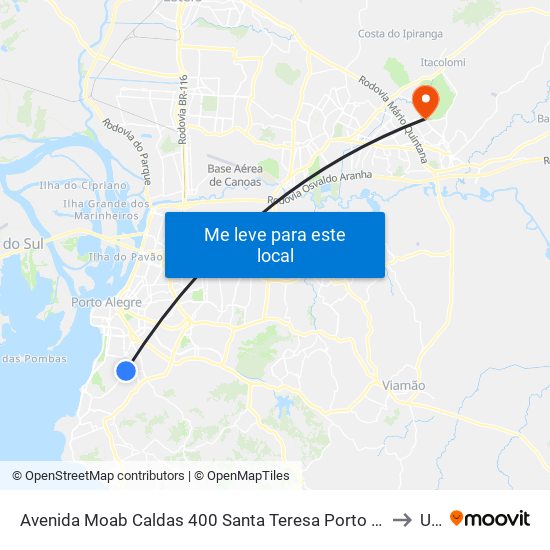 Avenida Moab Caldas 400 Santa Teresa Porto Alegre - Rio Grande Do Sul 90880 Brasil to Ulbra map