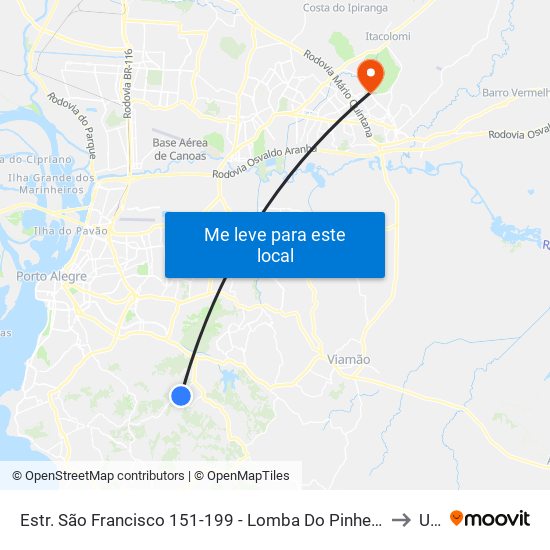 Estr. São Francisco 151-199 - Lomba Do Pinheiro Porto Alegre - Rs 91550-250 Brasil to Ulbra map