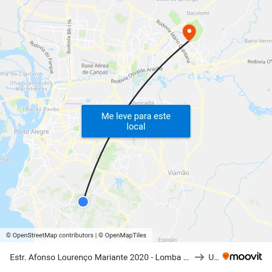 Estr. Afonso Lourenço Mariante 2020 - Lomba Do Pinheiro Porto Alegre - Rs 91550-671 Brasil to Ulbra map