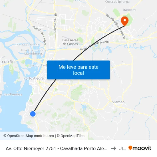 Av. Otto Niemeyer 2751 - Cavalhada Porto Alegre - Rs 91910-001 Brasil to Ulbra map