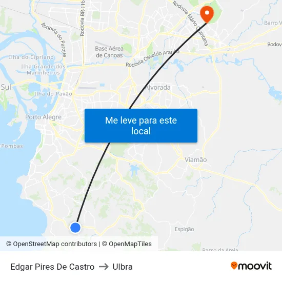 Edgar Pires De Castro to Ulbra map