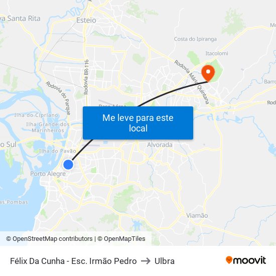 Félix Da Cunha - Esc. Irmão Pedro to Ulbra map