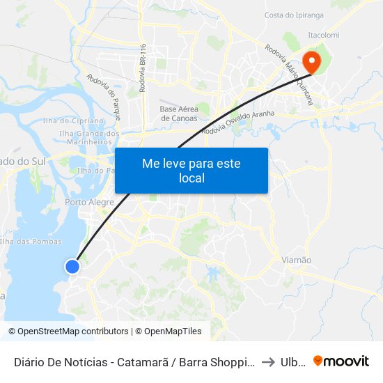 Diário De Notícias - Catamarã / Barra Shopping to Ulbra map