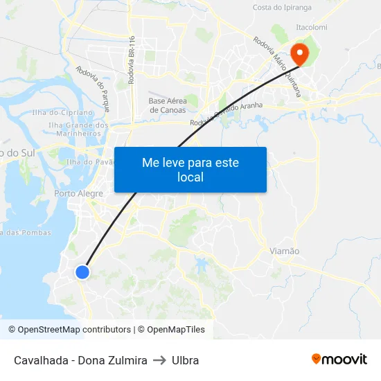 Cavalhada - Dona Zulmira to Ulbra map