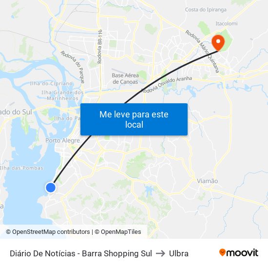 Diário De Notícias - Barra Shopping Sul to Ulbra map