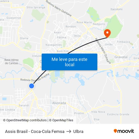 Assis Brasil - Coca-Cola Femsa to Ulbra map