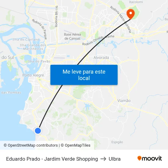 Eduardo Prado - Jardim Verde Shopping to Ulbra map