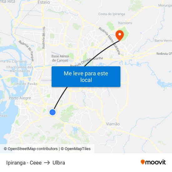 Ipiranga - Ceee to Ulbra map