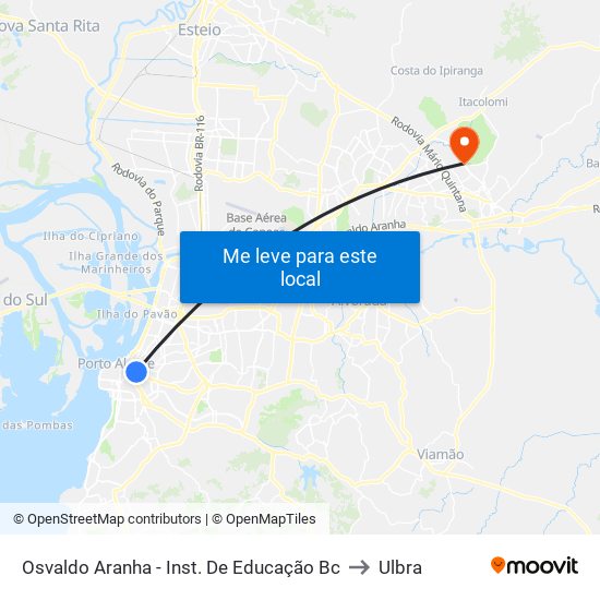 Osvaldo Aranha - Inst. De Educação Bc to Ulbra map