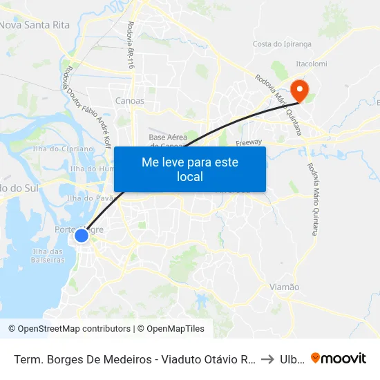 Term. Borges De Medeiros - Viaduto Otávio Rocha to Ulbra map