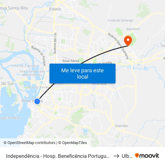 Independência - Hosp. Beneficência Portuguesa Bc to Ulbra map