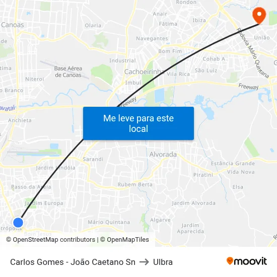 Carlos Gomes - João Caetano Sn to Ulbra map