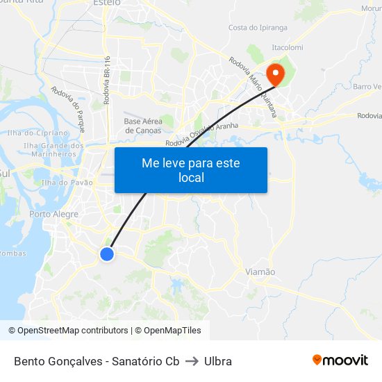 Bento Gonçalves - Sanatório Cb to Ulbra map