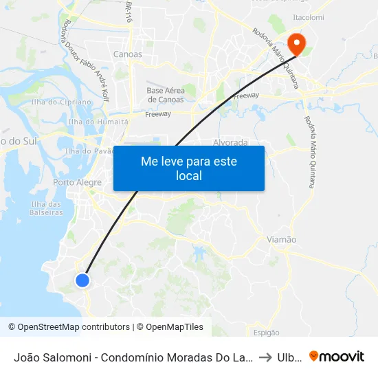João Salomoni - Condomínio Moradas Do Lago to Ulbra map