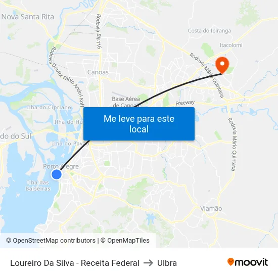 Loureiro Da Silva - Receita Federal to Ulbra map