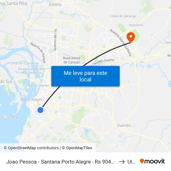 Joao Pessoa - Santana Porto Alegre - Rs 90450-190 Brasil to Ulbra map